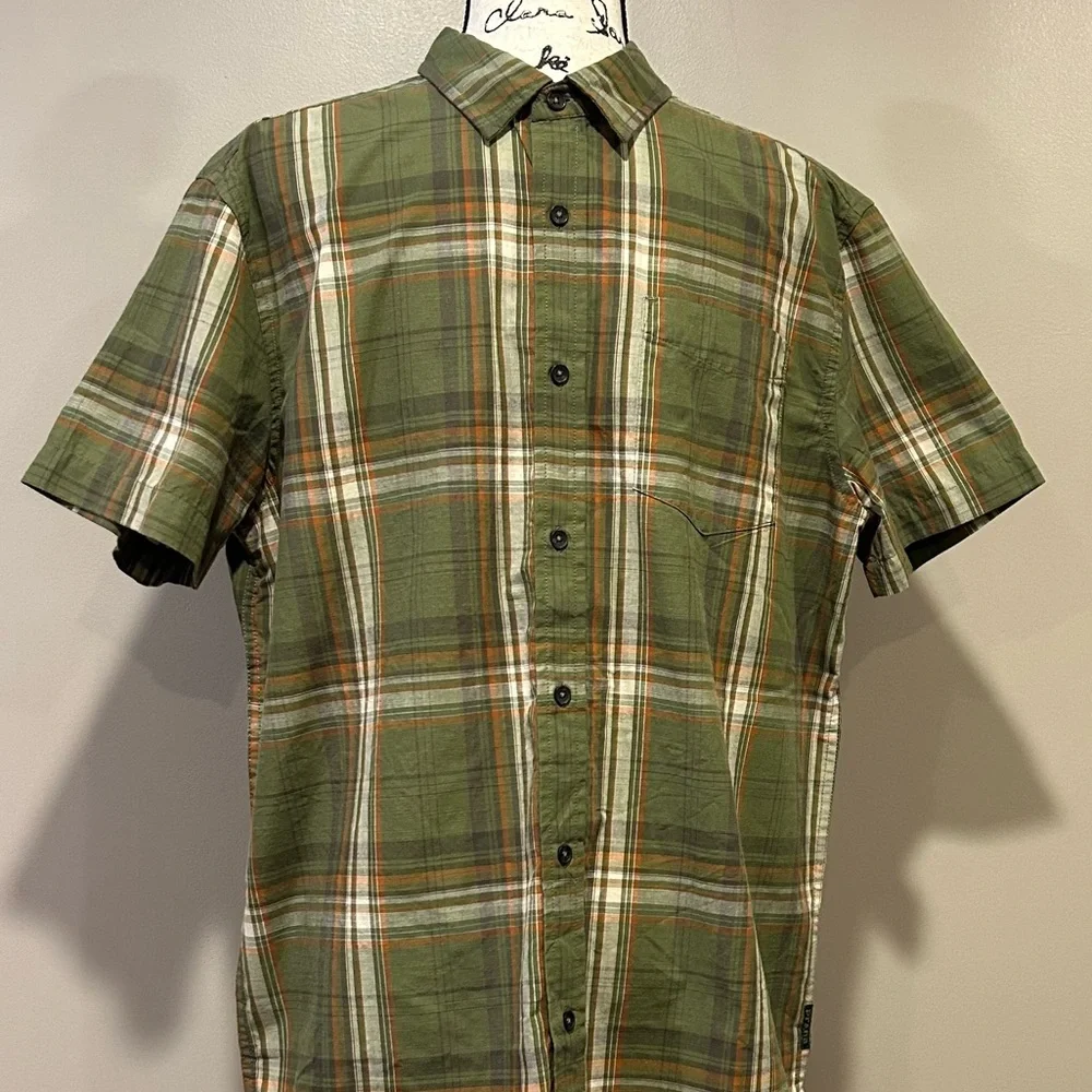 Prana Benton Plaid Green Iguana Button Down Shirt_7